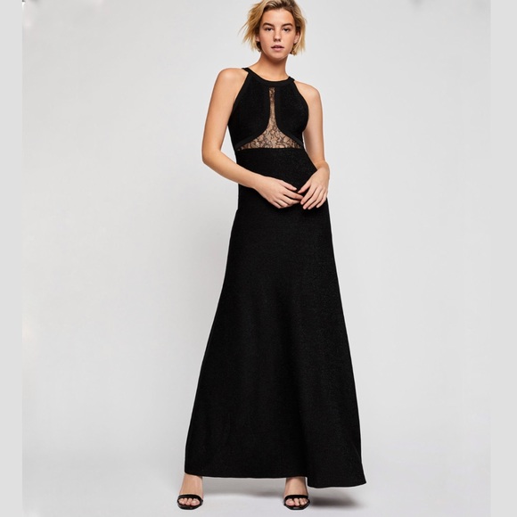 BCBG Dresses & Skirts - BCBG Crew Neck Lace Inset Maxi Dress